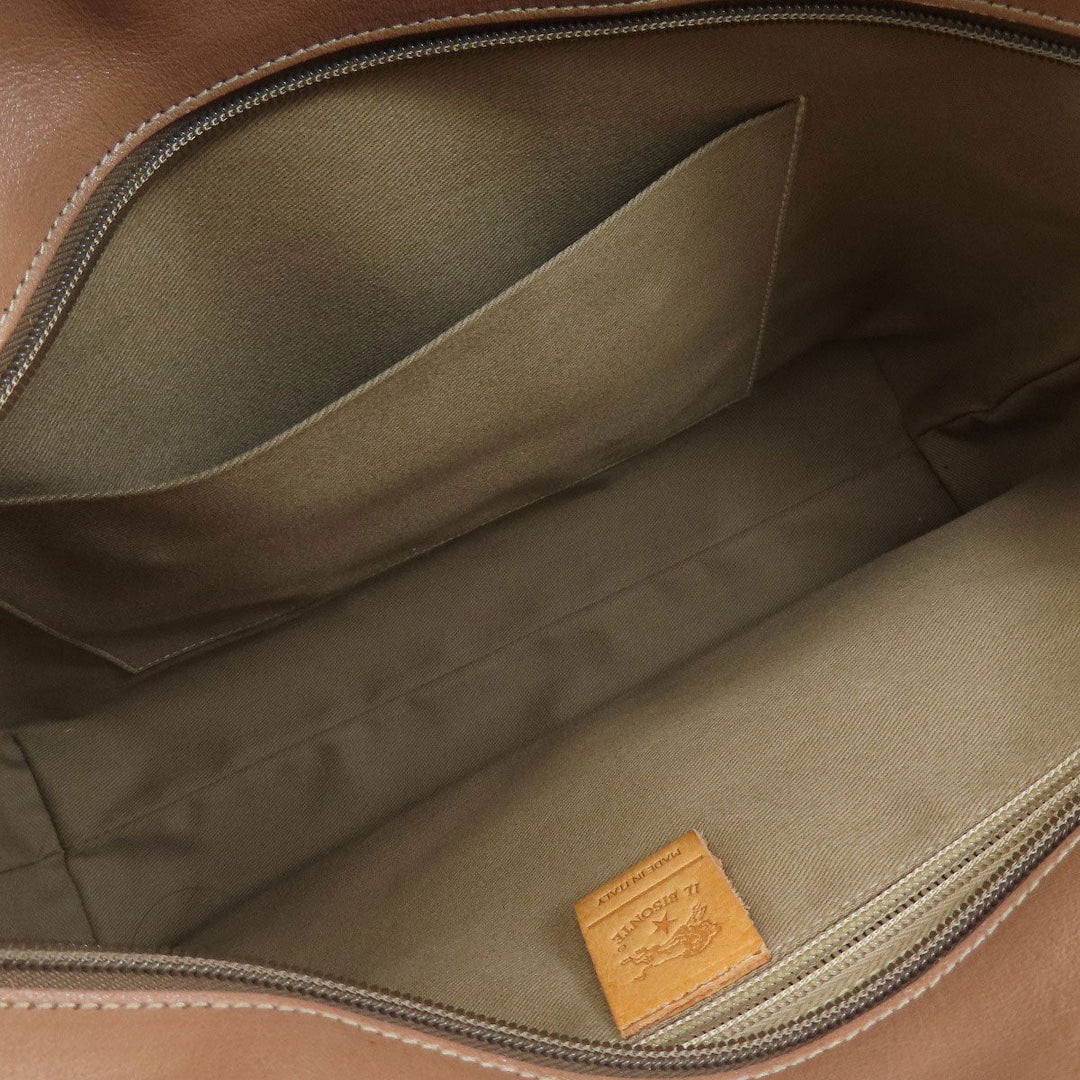 IL BISONTE Tote Bag leather Brown logo Women Used Authentic