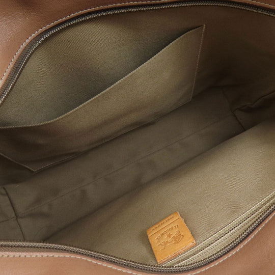 IL BISONTE Tote Bag leather Brown logo Women Used Authentic