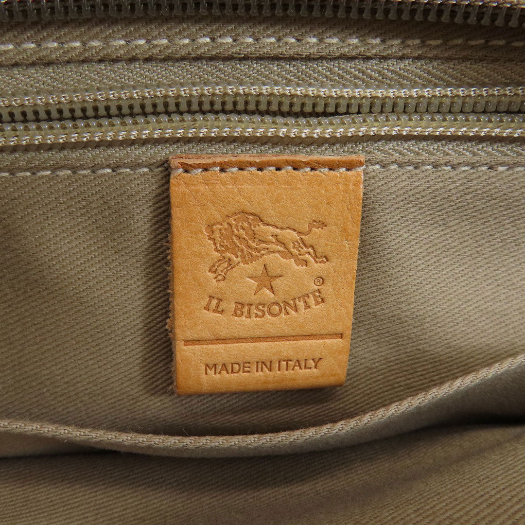 IL BISONTE Tote Bag leather Brown logo Women Used Authentic