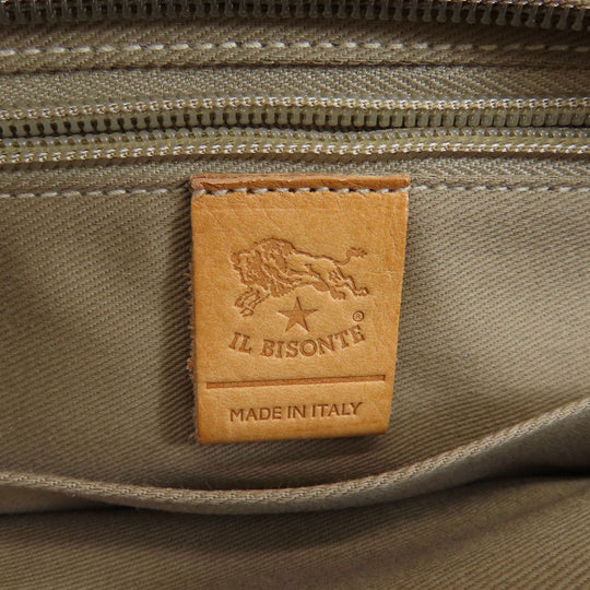 IL BISONTE Tote Bag leather Brown logo Women Used Authentic