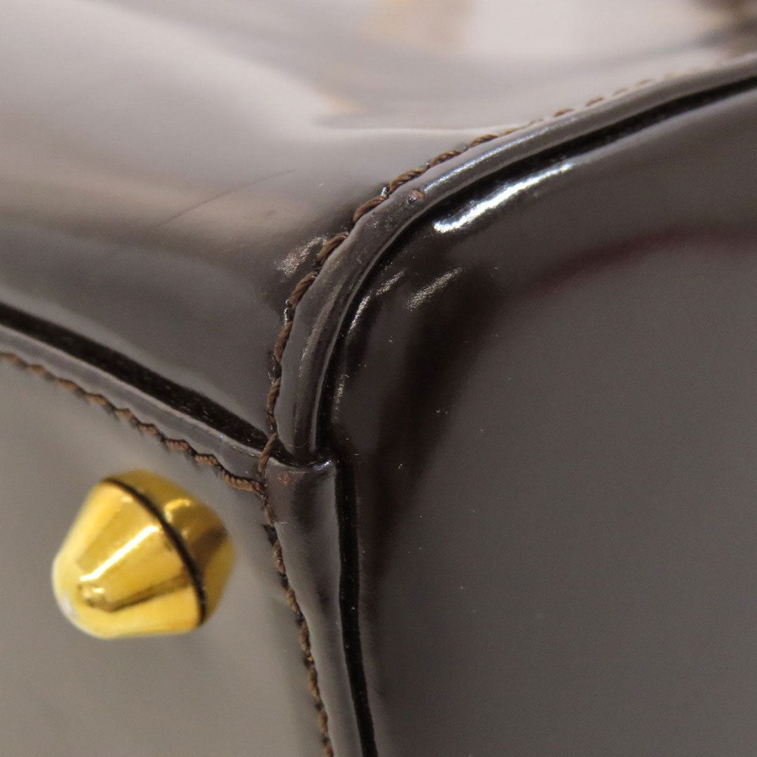 Christian Dior Tote Bag Patent leather Brown Lady Dior Women Used Authentic