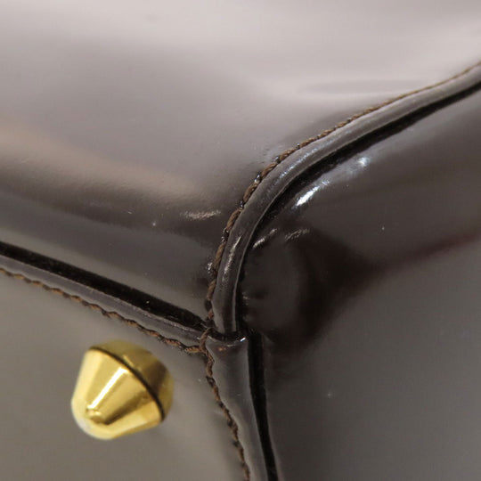 Christian Dior Tote Bag Patent leather Brown Lady Dior Women Used Authentic
