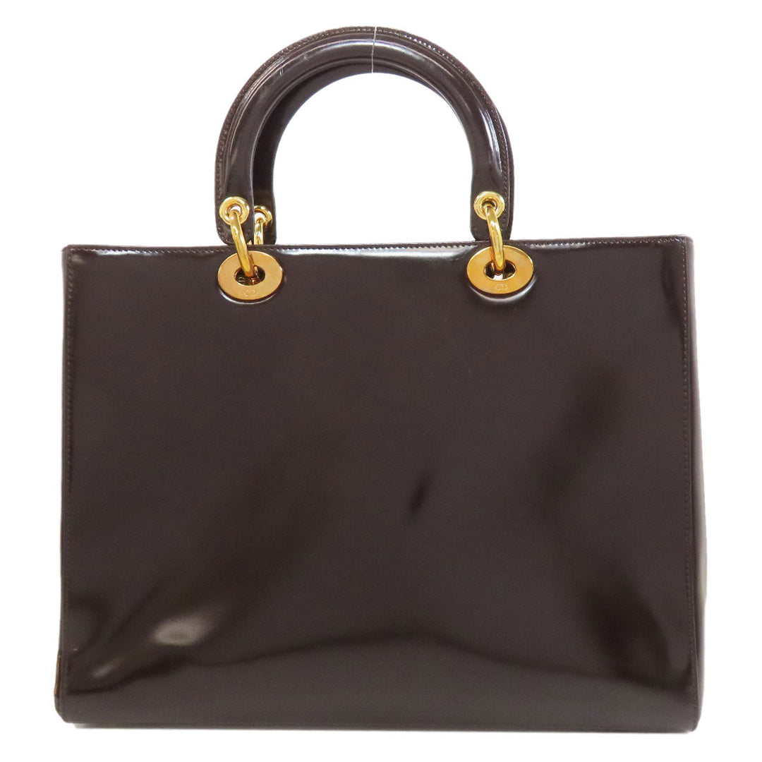 Christian Dior Tote Bag Patent leather Brown Lady Dior Women Used Authentic