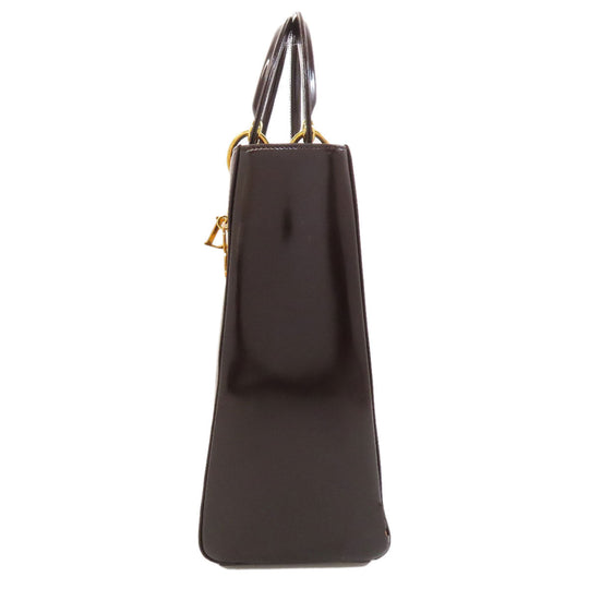 Christian Dior Tote Bag Patent leather Brown Lady Dior Women Used Authentic