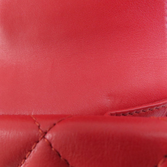 CHANEL Shoulder Bag lambskin Red ChainShoulder Matelasse SilverMetal