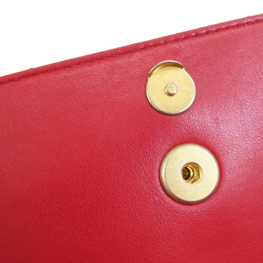 CHANEL Shoulder Bag lambskin Red ChainShoulder Matelasse SilverMetal