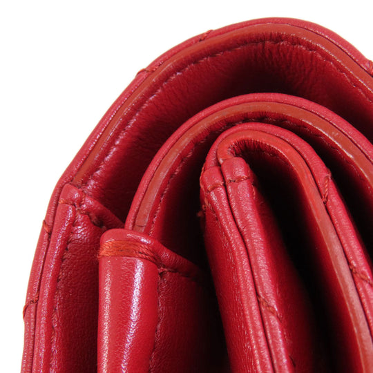 CHANEL Shoulder Bag lambskin Red ChainShoulder Matelasse SilverMetal