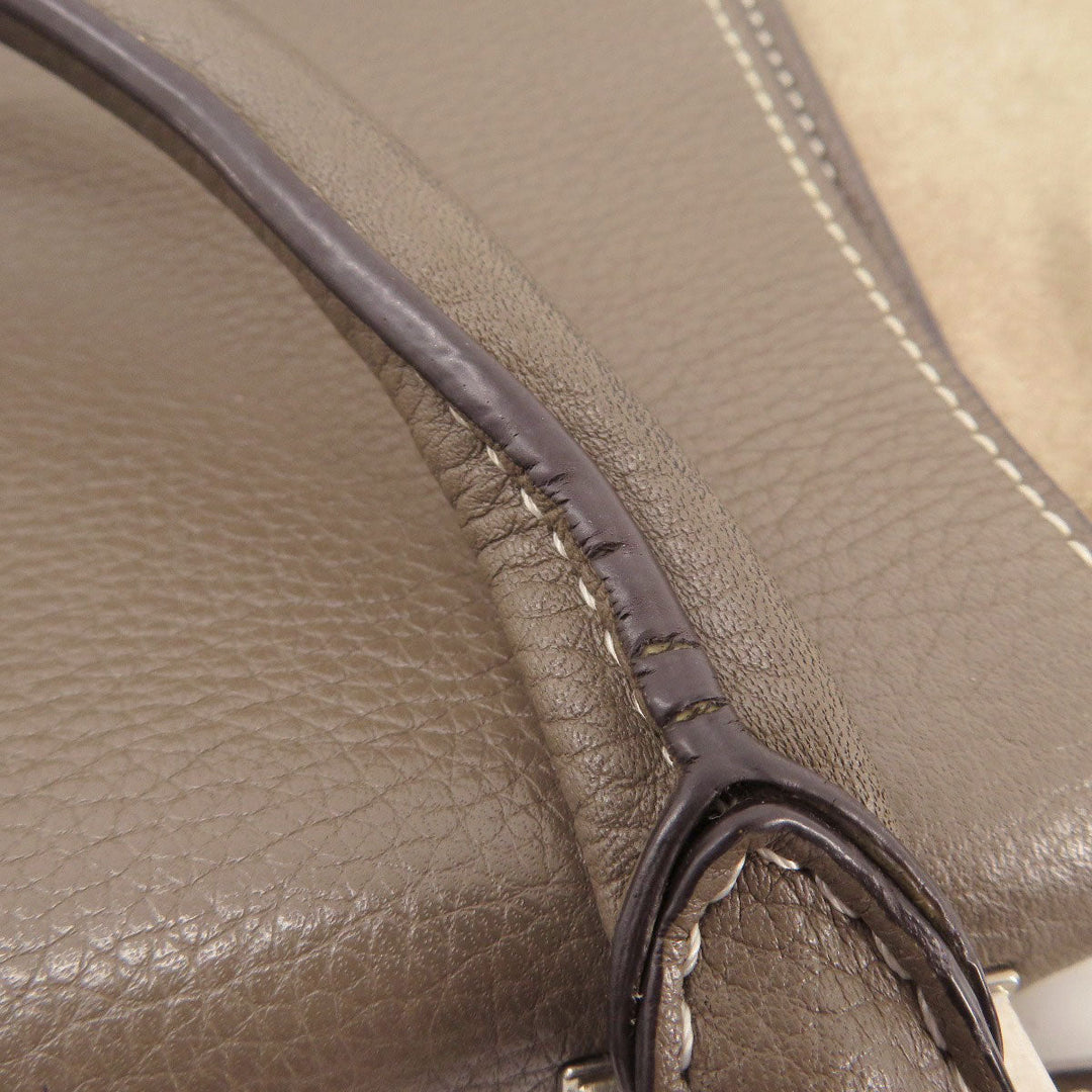 CELINE Tote Bag leather Brown Trapeze 2WAY Women Used Authentic