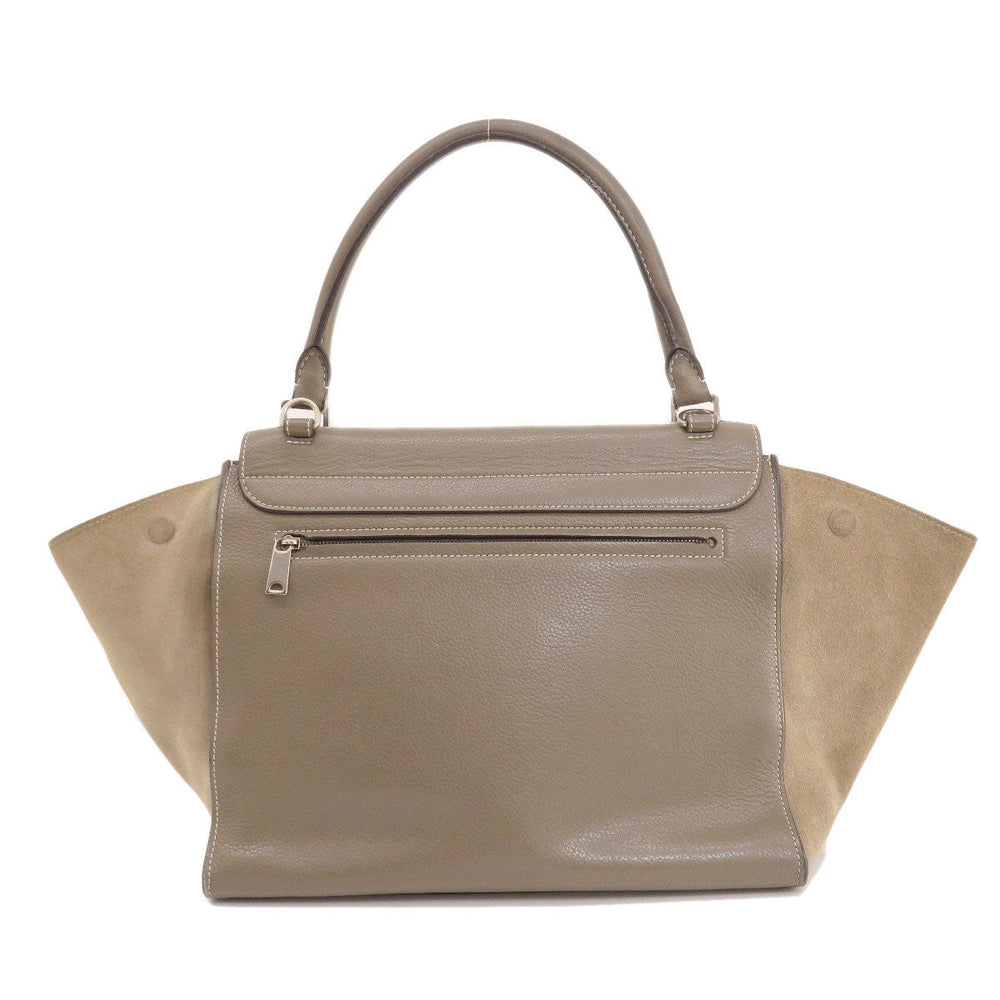 CELINE Tote Bag leather Brown Trapeze 2WAY Women Used Authentic