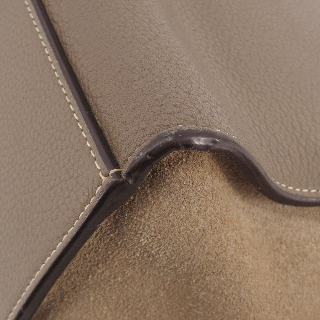 CELINE Tote Bag leather Brown Trapeze 2WAY Women Used Authentic