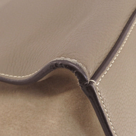 CELINE Tote Bag leather Brown Trapeze 2WAY Women Used Authentic