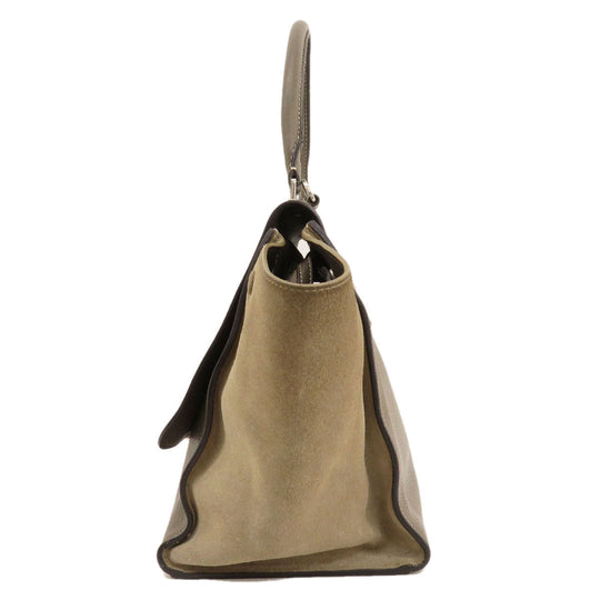 CELINE Tote Bag leather Brown Trapeze 2WAY Women Used Authentic