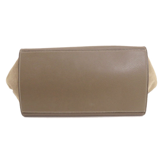 CELINE Tote Bag leather Brown Trapeze 2WAY Women Used Authentic