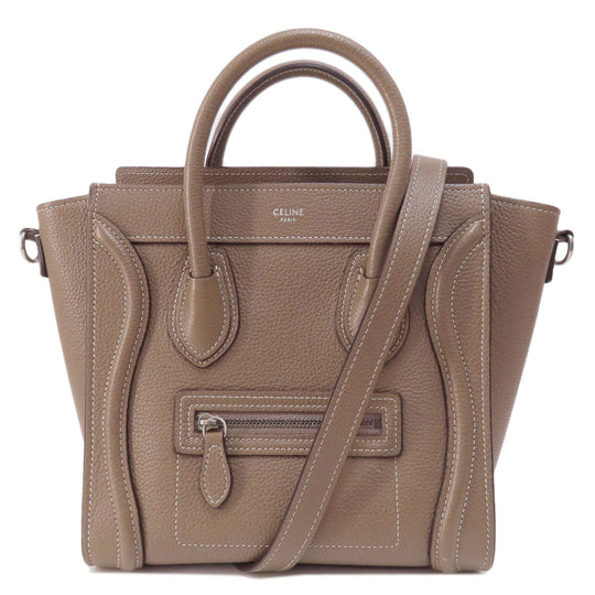 CELINE Handbag Calfskin Brown Luggage nano 2 WAY