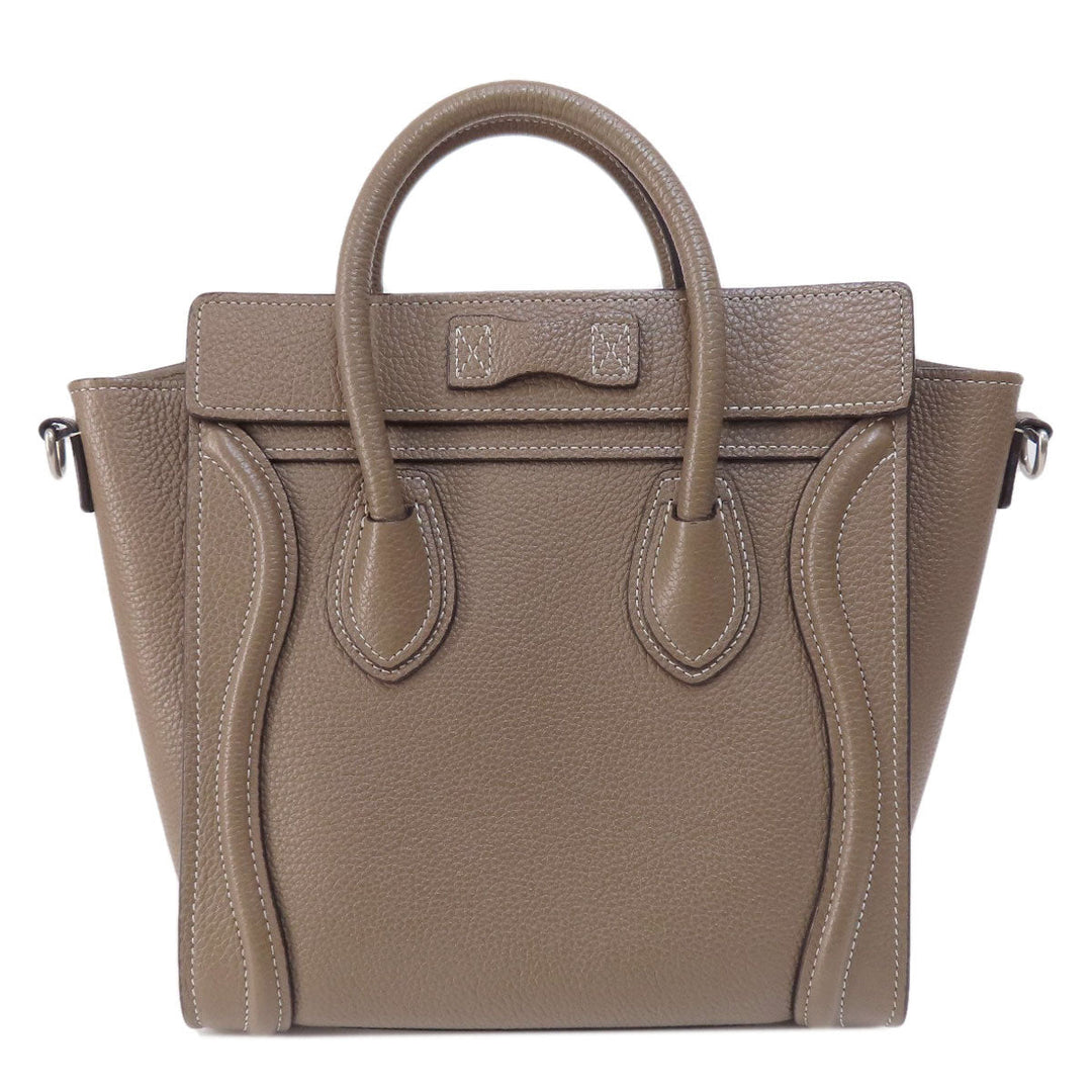 CELINE Handbag Calfskin Brown Luggage nano 2 WAY