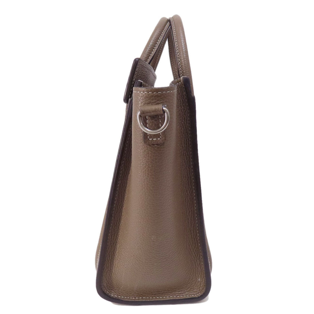 CELINE Handbag Calfskin Brown Luggage nano 2 WAY