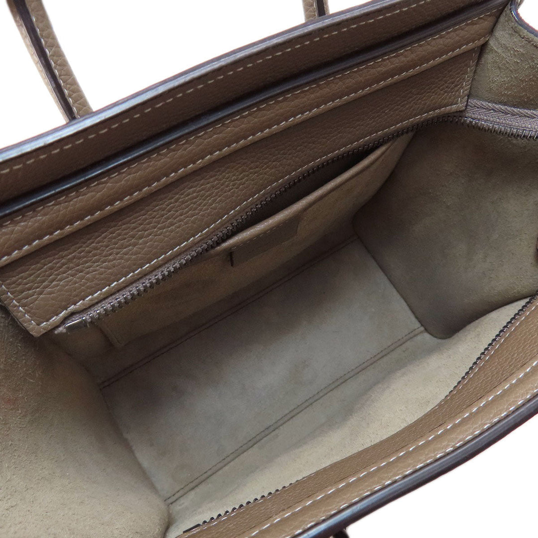 CELINE Handbag Calfskin Brown Luggage nano 2 WAY