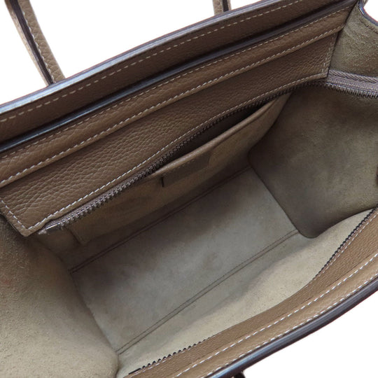 CELINE Handbag Calfskin Brown Luggage nano 2 WAY