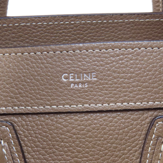 CELINE Handbag Calfskin Brown Luggage nano 2 WAY