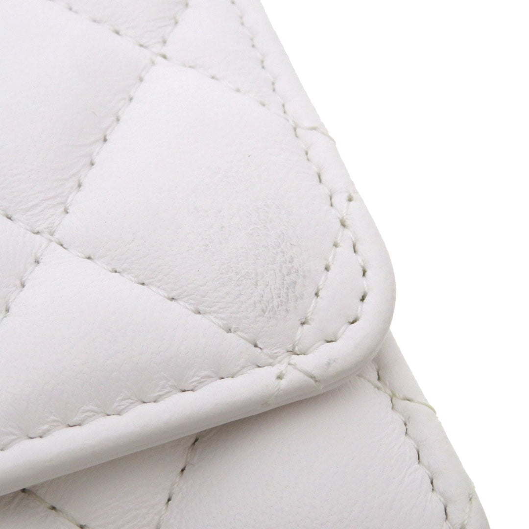 CHANEL Shoulder Bag lambskin white Chain Wallet COCO Mark Matelasse