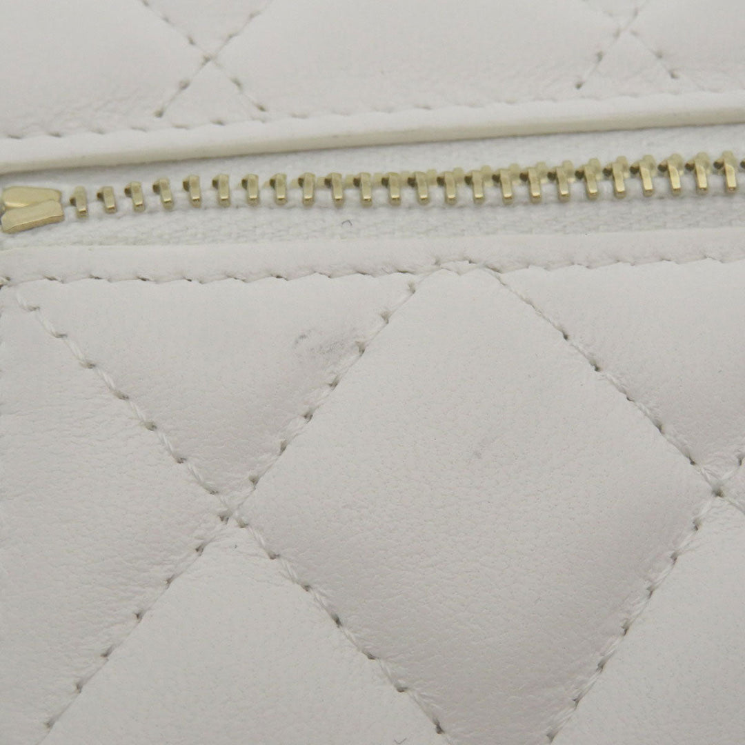 CHANEL Shoulder Bag lambskin white Chain Wallet COCO Mark Matelasse