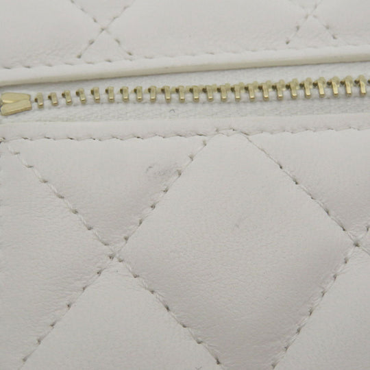CHANEL Shoulder Bag lambskin white Chain Wallet COCO Mark Matelasse