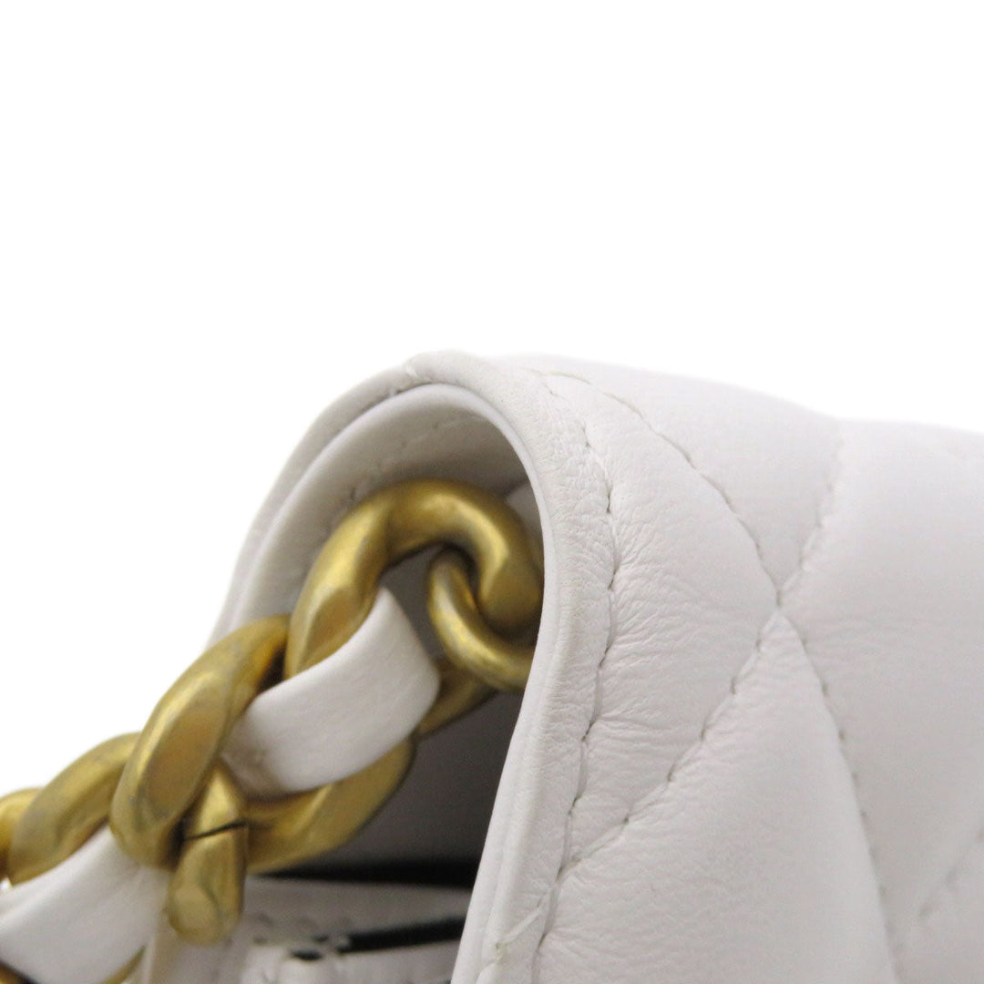 CHANEL Shoulder Bag lambskin white Chain Wallet COCO Mark Matelasse