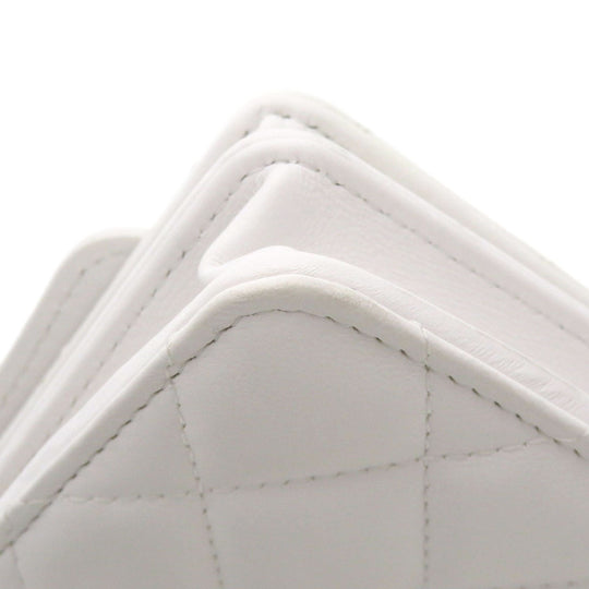 CHANEL Shoulder Bag lambskin white Chain Wallet COCO Mark Matelasse