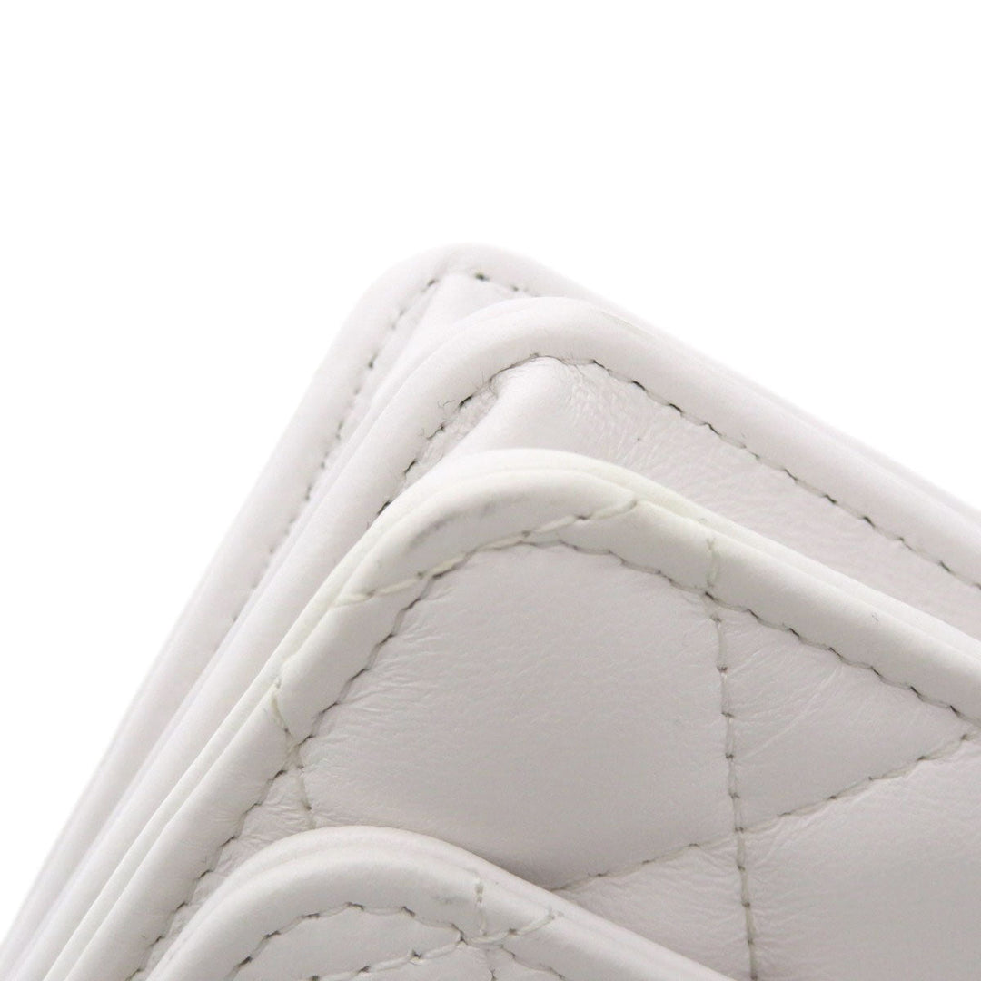 CHANEL Shoulder Bag lambskin white Chain Wallet COCO Mark Matelasse