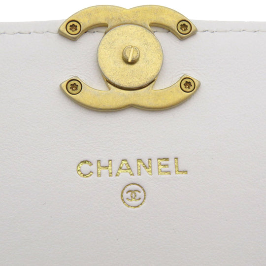 CHANEL Shoulder Bag lambskin white Chain Wallet COCO Mark Matelasse