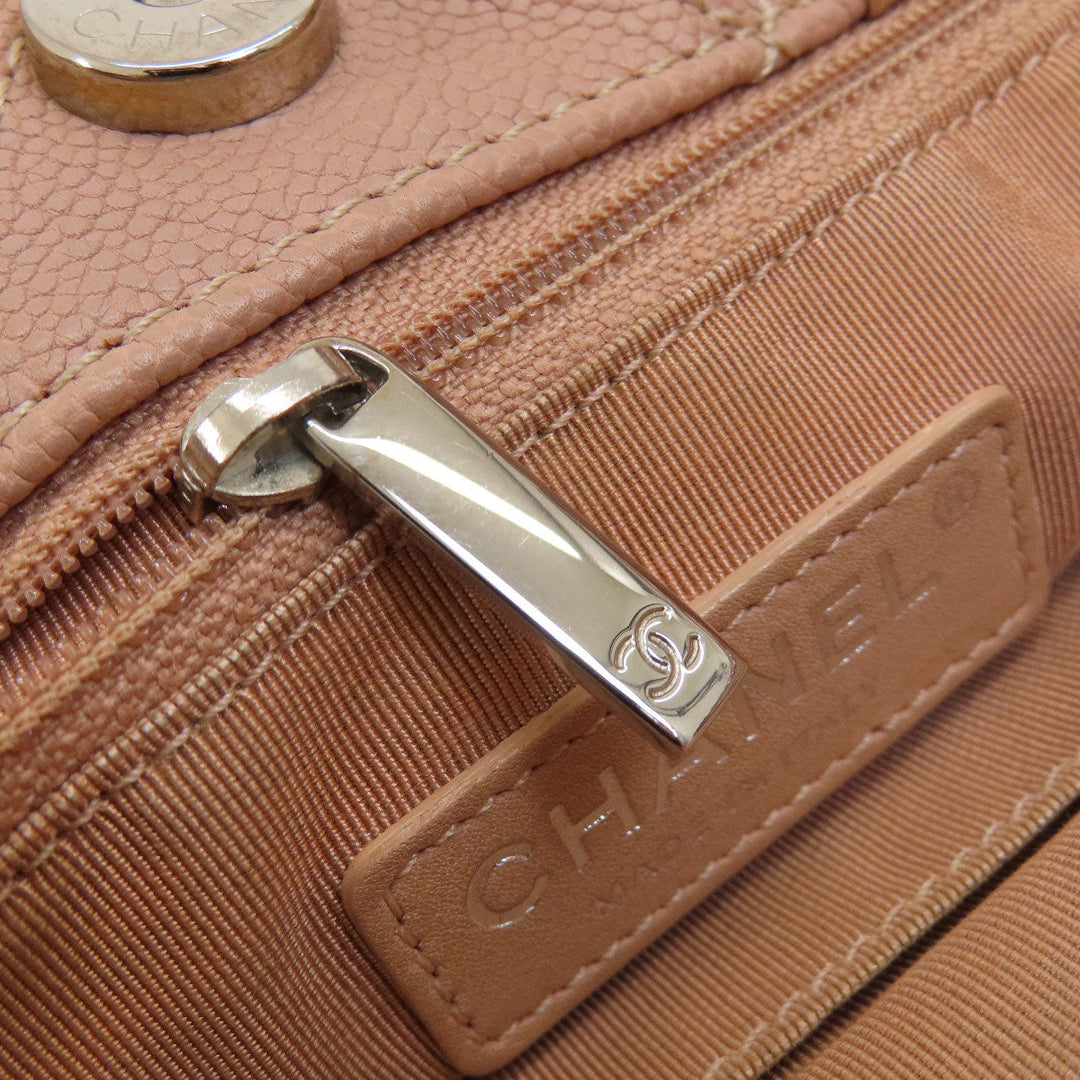 CHANEL Tote Bag Soft caviar skin pink COCO Mark 2WAY Matelasse SilverMetal Women Used Authentic