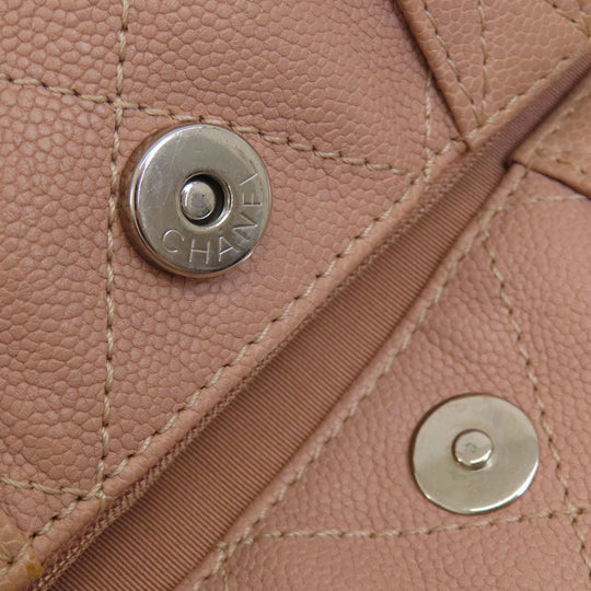 CHANEL Tote Bag Soft caviar skin pink COCO Mark 2WAY Matelasse SilverMetal Women Used Authentic