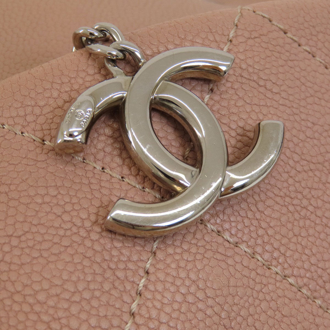 CHANEL Tote Bag Soft caviar skin pink COCO Mark 2WAY Matelasse SilverMetal Women Used Authentic