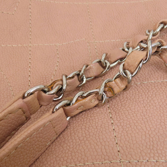 CHANEL Tote Bag Soft caviar skin pink COCO Mark 2WAY Matelasse SilverMetal Women Used Authentic