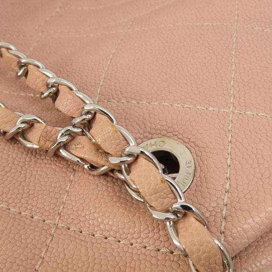 CHANEL Tote Bag Soft caviar skin pink COCO Mark 2WAY Matelasse SilverMetal Women Used Authentic