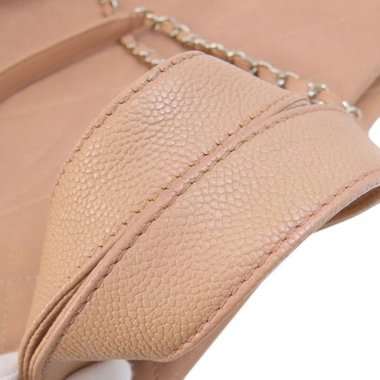 CHANEL Tote Bag Soft caviar skin pink COCO Mark 2WAY Matelasse SilverMetal Women Used Authentic