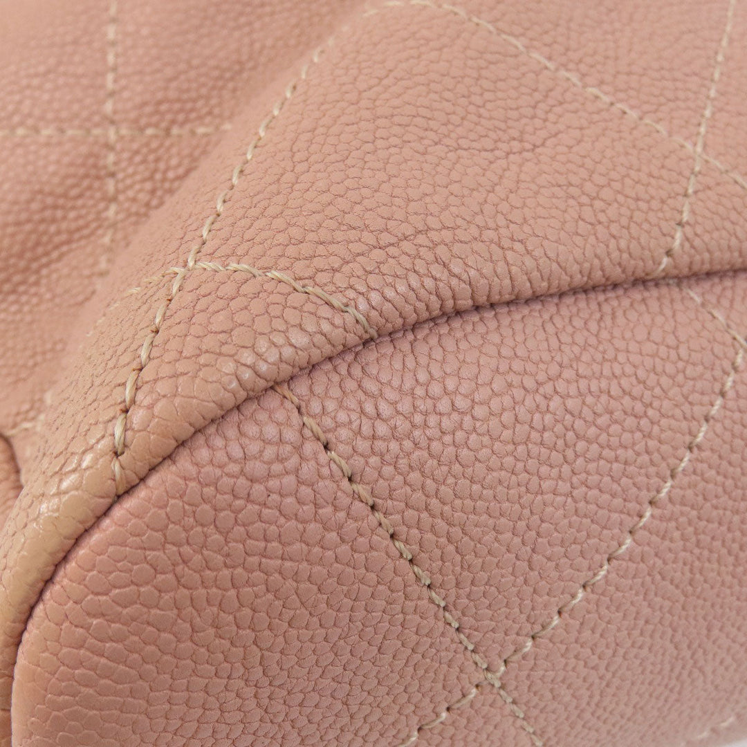 CHANEL Tote Bag Soft caviar skin pink COCO Mark 2WAY Matelasse SilverMetal Women Used Authentic