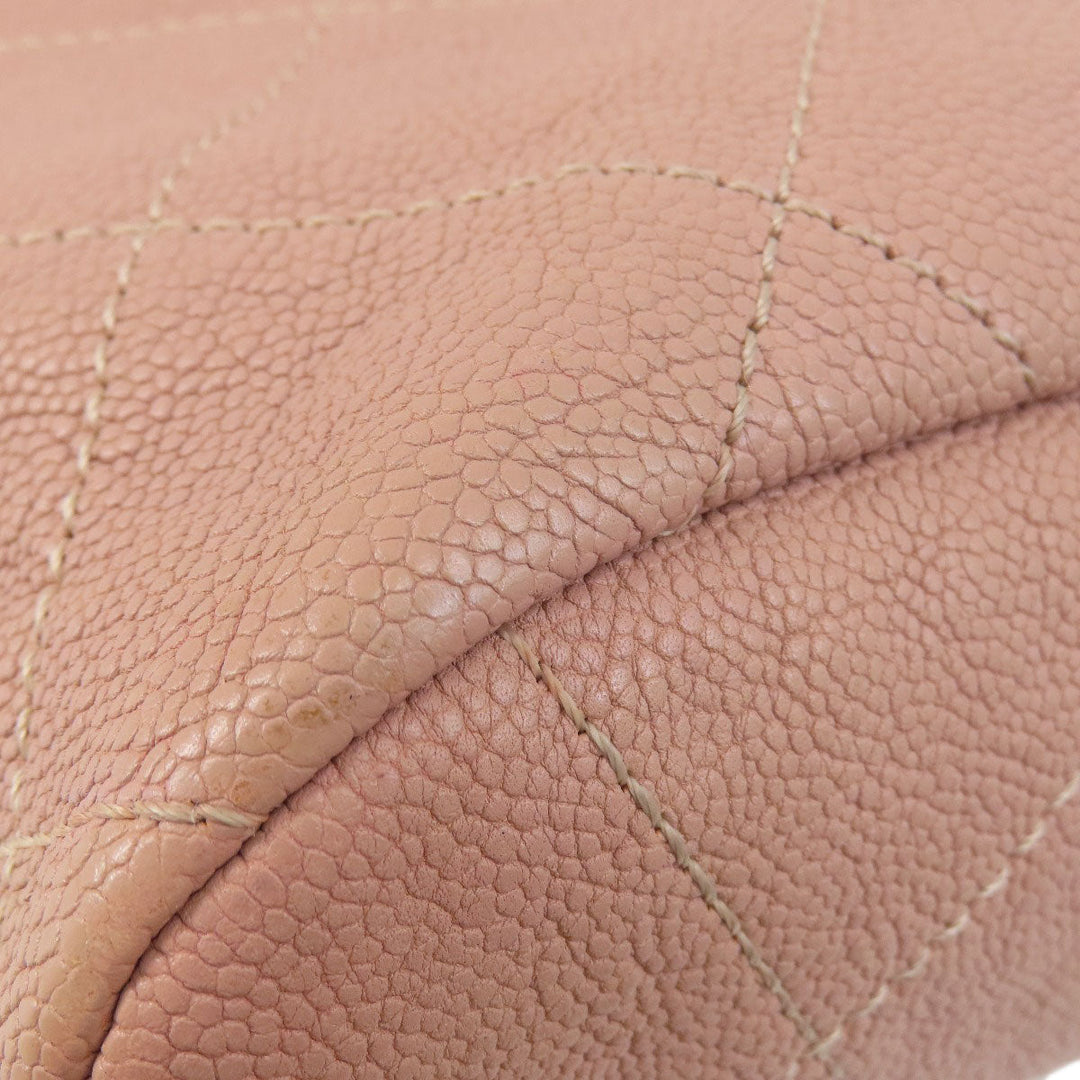 CHANEL Tote Bag Soft caviar skin pink COCO Mark 2WAY Matelasse SilverMetal Women Used Authentic