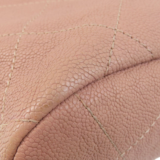 CHANEL Tote Bag Soft caviar skin pink COCO Mark 2WAY Matelasse SilverMetal Women Used Authentic