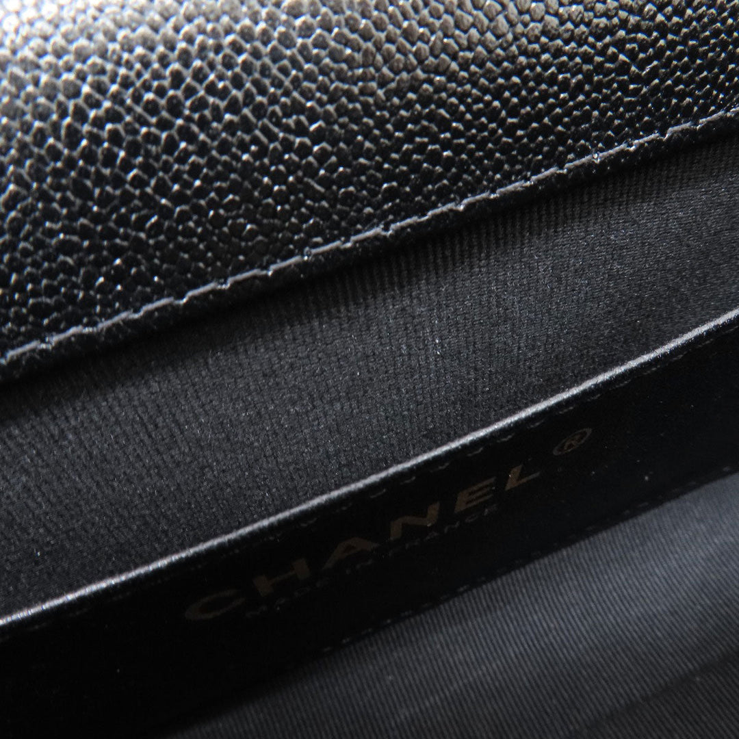 CHANEL Shoulder Bag Grained Calfskin Skin black ChainShoulder Matelasse COCO Mark Gold Metal