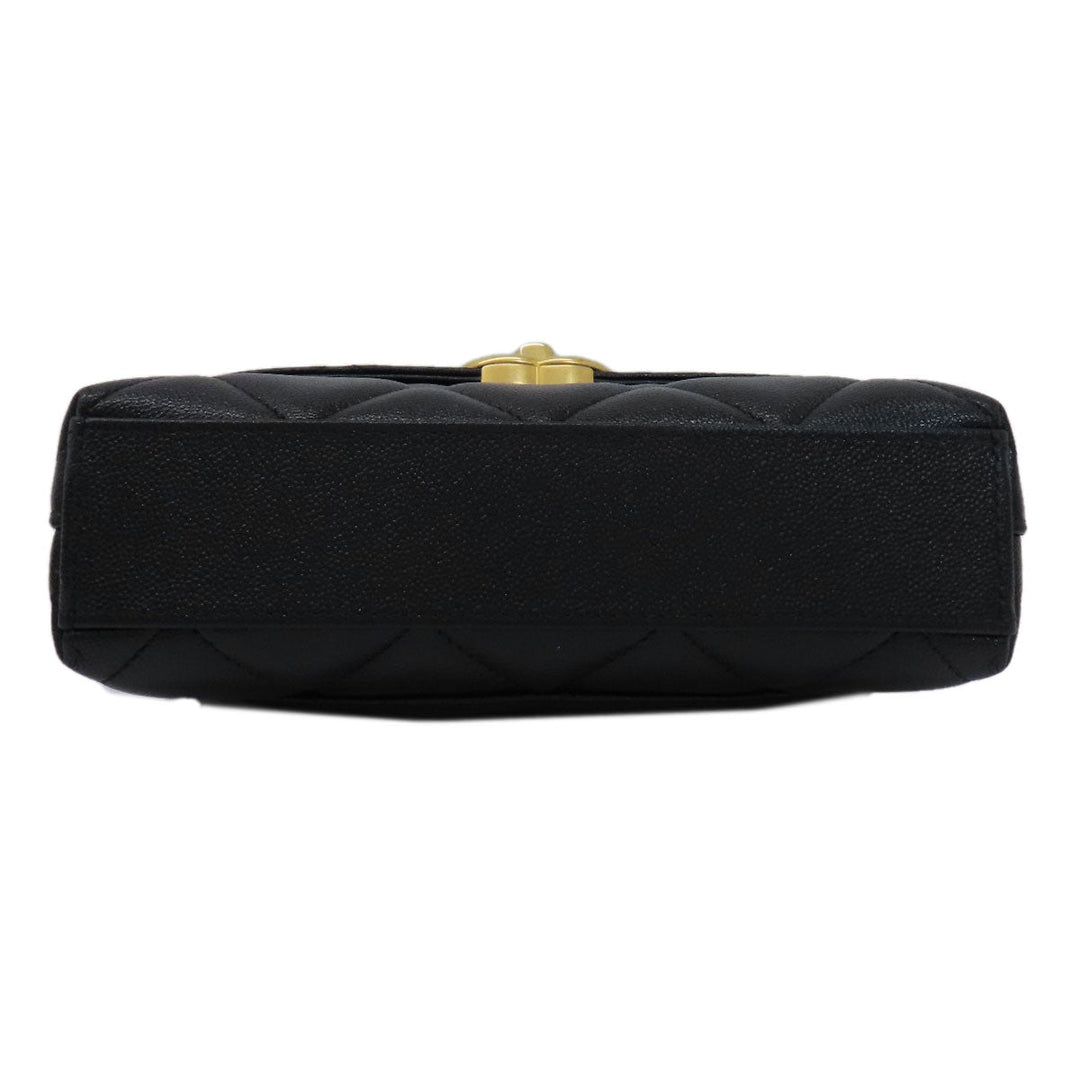 CHANEL Shoulder Bag Grained Calfskin Skin black ChainShoulder Matelasse COCO Mark Gold Metal