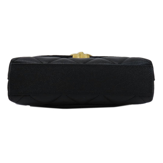 CHANEL Shoulder Bag Grained Calfskin Skin black ChainShoulder Matelasse COCO Mark Gold Metal