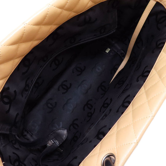 CHANEL Tote Bag Calfskin beige Cambon Line SilverMetal Women Used Authentic