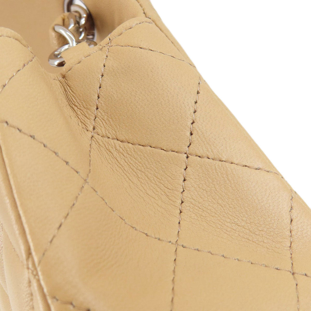 CHANEL Shoulder Bag lambskin beige ChainShoulder Matelasse SilverMetal