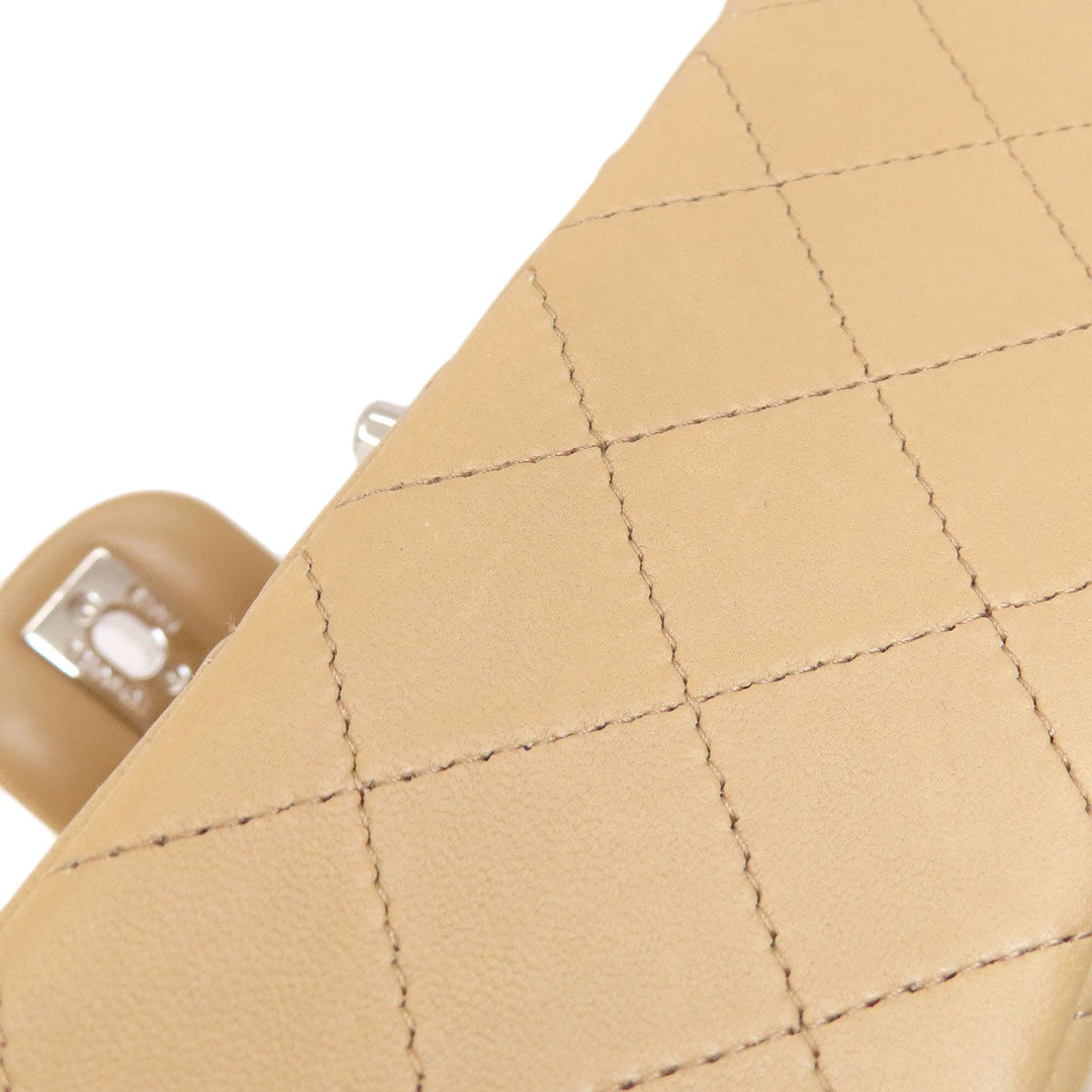 CHANEL Shoulder Bag lambskin beige ChainShoulder Matelasse SilverMetal