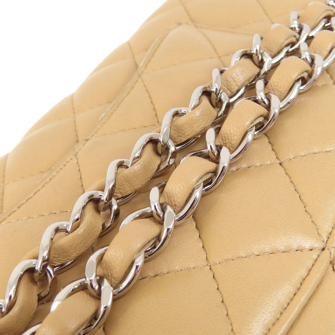CHANEL Shoulder Bag lambskin beige ChainShoulder Matelasse SilverMetal