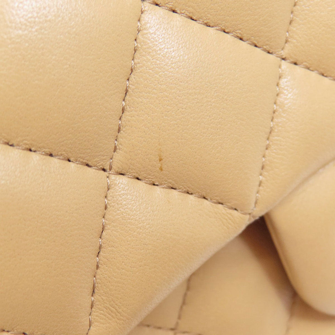 CHANEL Shoulder Bag lambskin beige ChainShoulder Matelasse SilverMetal