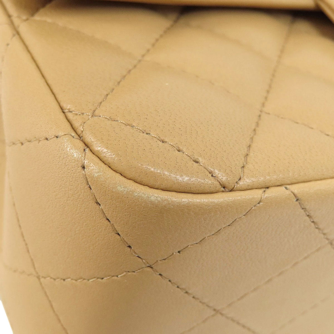 CHANEL Shoulder Bag lambskin beige ChainShoulder Matelasse SilverMetal