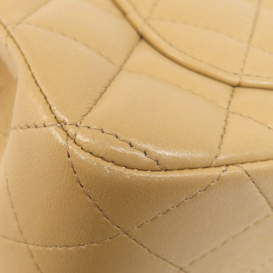 CHANEL Shoulder Bag lambskin beige ChainShoulder Matelasse SilverMetal