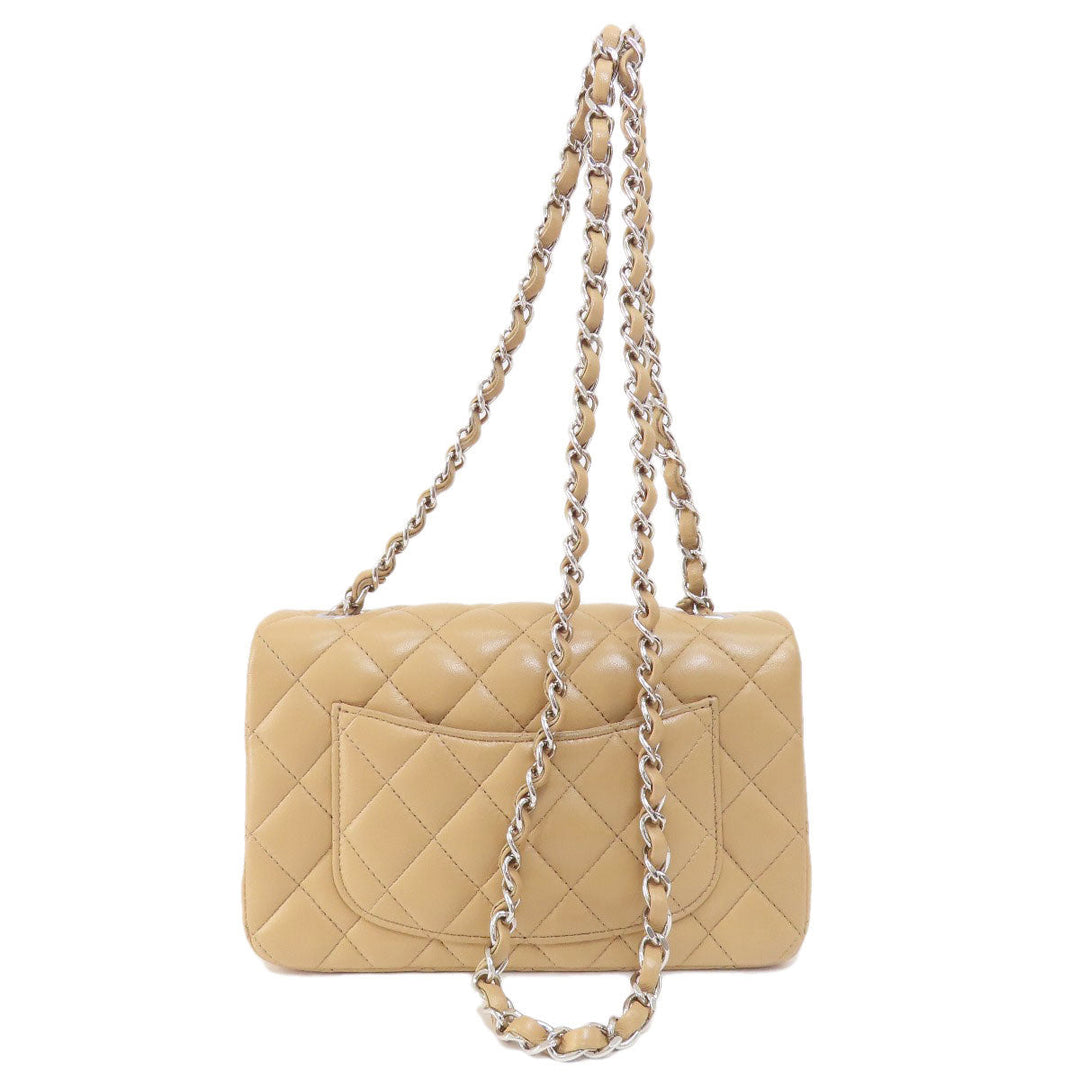 CHANEL Shoulder Bag lambskin beige ChainShoulder Matelasse SilverMetal
